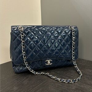 CHANEL Navy Blue Patent
